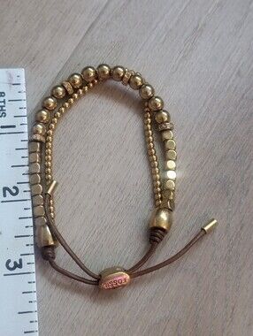 Fossil Gold Beaded Adjustable Cord Bracelet